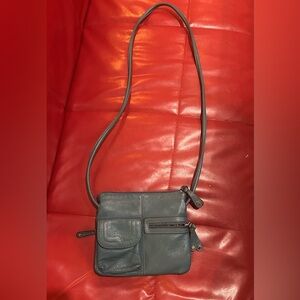 Tignanello Teal Leather Crossbody Bag